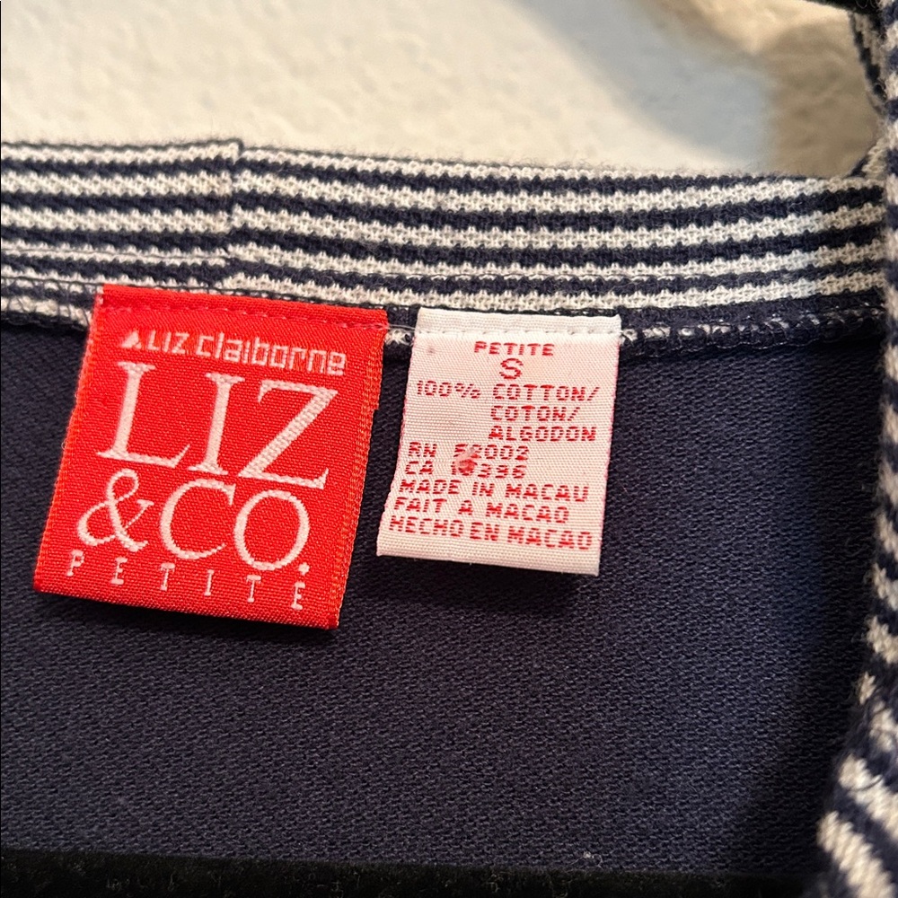 Liz & Co. Dark Blue Hoodie with Striped Lining - Picture 2 of 3